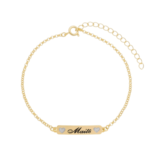 Pulseira Corações Cravejados com Nome